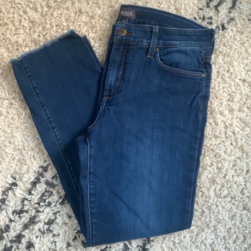 NYDJ Medium Wash Straight Leg Blue Jeans Raw Hem